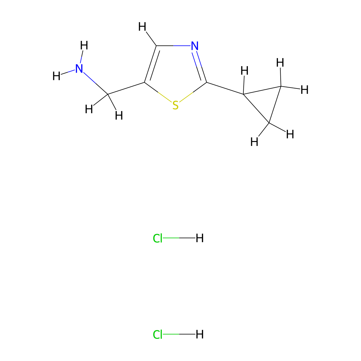 1-(2-Cyclopropyl-1,3-thiazol-5-yl)methanamine dihydrochloride molecular structure, CAS 2648945-53-1