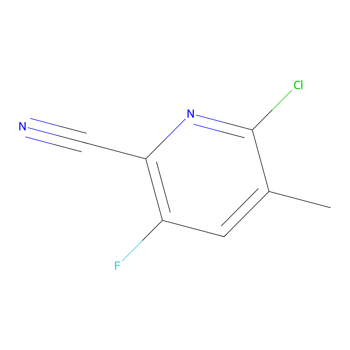 6-Chloro-3-fluoro-5-methylpyridine-2-carbonitrile molecular structure, CAS 2648945-64-4