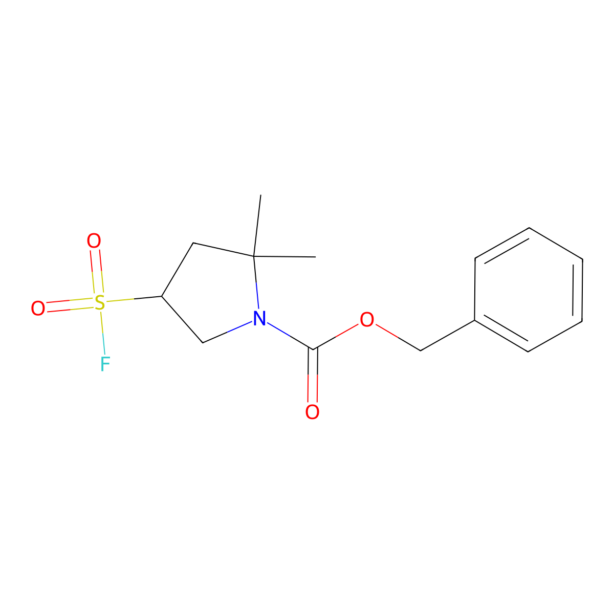 Benzyl 4-(fluorosulfonyl)-2,2-dimethylpyrrolidine-1-carboxylate molecular structure, CAS 2648945-66-6