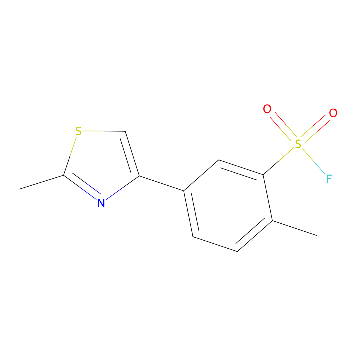 2-Methyl-5-(2-methyl-1,3-thiazol-4-yl)benzene-1-sulfonyl fluoride molecular structure, CAS 2648945-84-8