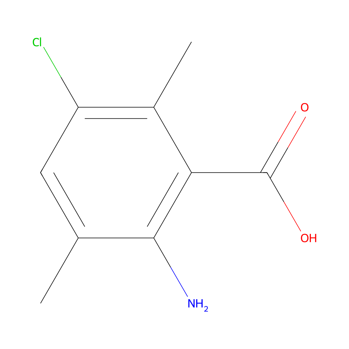2-Amino-5-chloro-3,6-dimethylbenzoic acid molecular structure, CAS 2648945-88-2