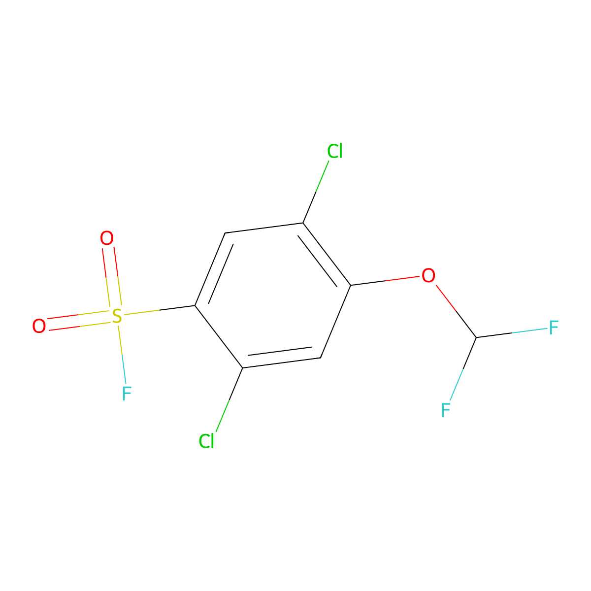 2,5-Dichloro-4-(difluoromethoxy)benzene-1-sulfonyl fluoride molecular structure, CAS 2648945-91-7