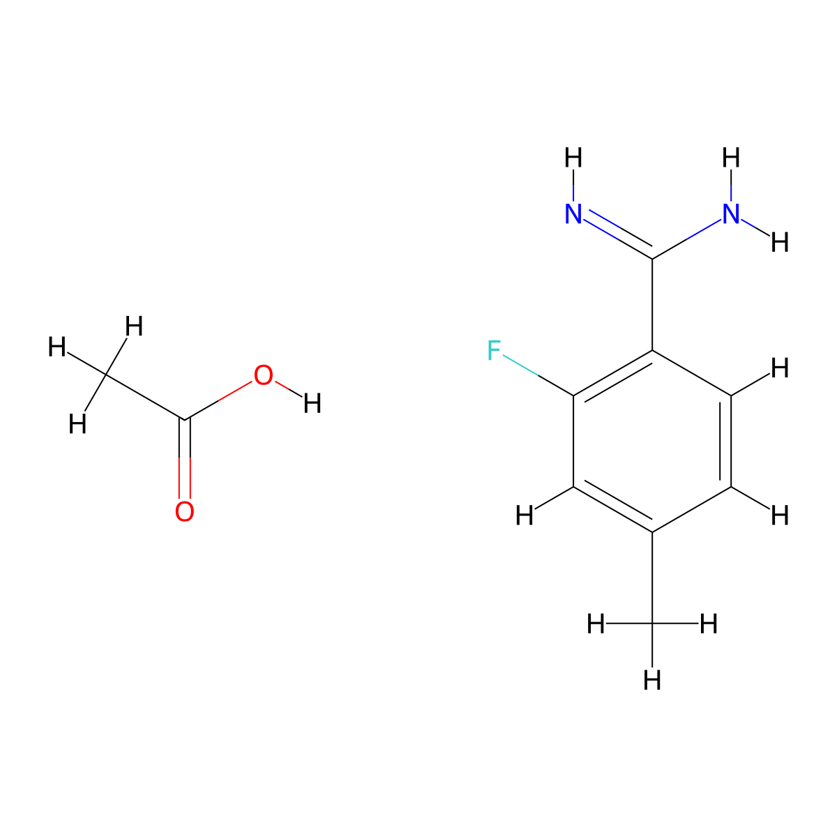 2-Fluoro-4-methylbenzene-1-carboximidamide,aceticacid molecular structure, CAS 2648945-97-3