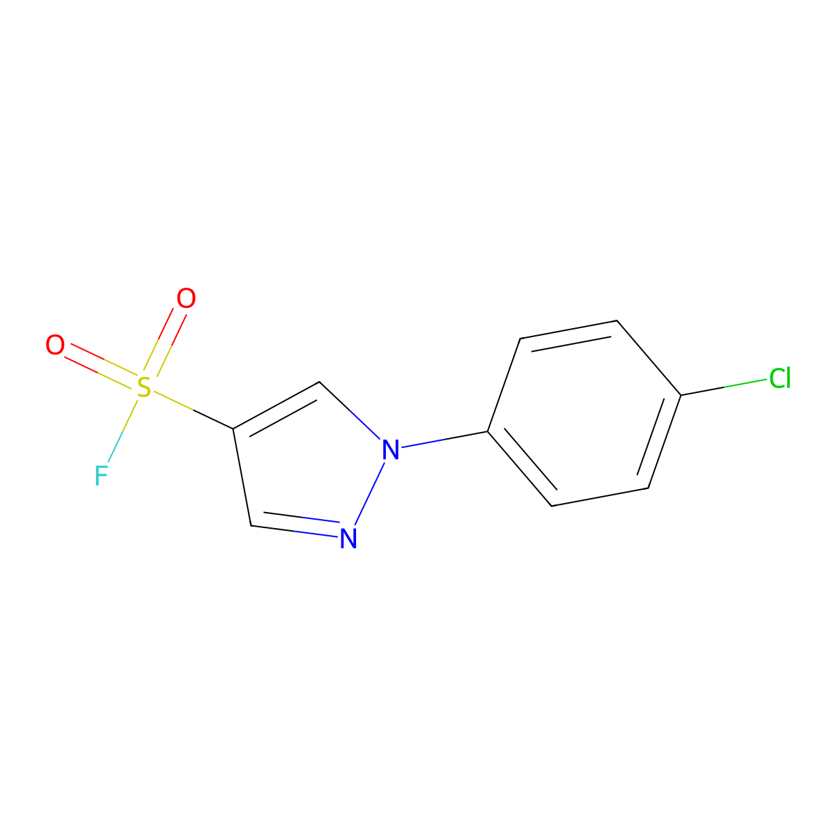 1-(4-chlorophenyl)-1H-pyrazole-4-sulfonyl fluoride molecular structure, CAS 2648945-99-5
