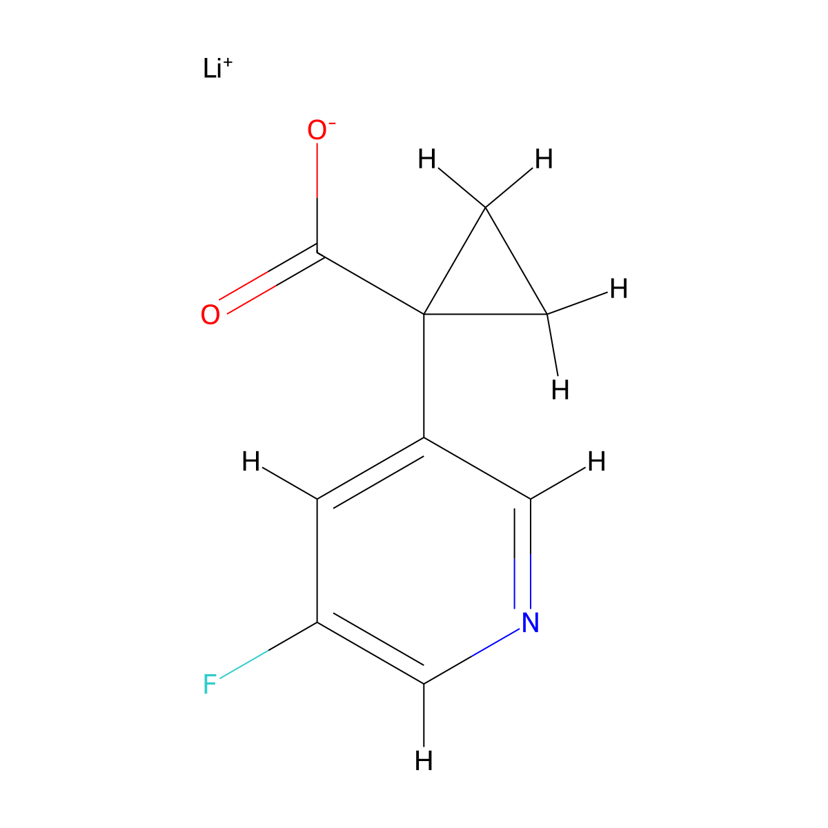 Lithium(1+) 1-(5-fluoropyridin-3-yl)cyclopropane-1-carboxylate molecular structure, CAS 2648946-09-0