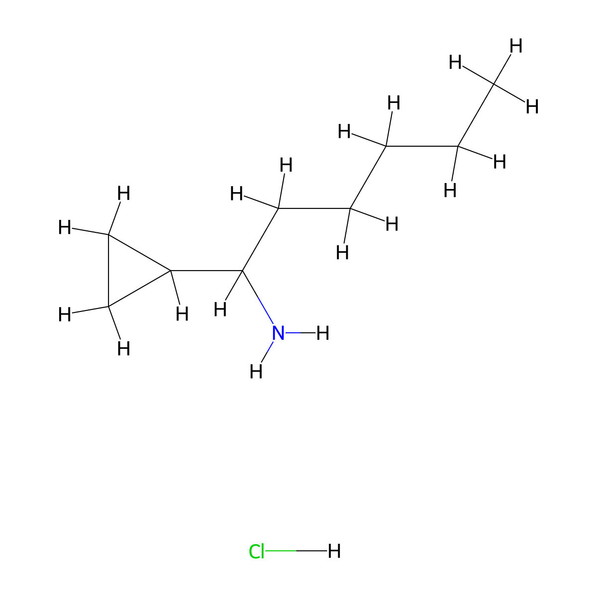 1-Cyclopropylhexan-1-amine hydrochloride molecular structure, CAS 2648946-20-5