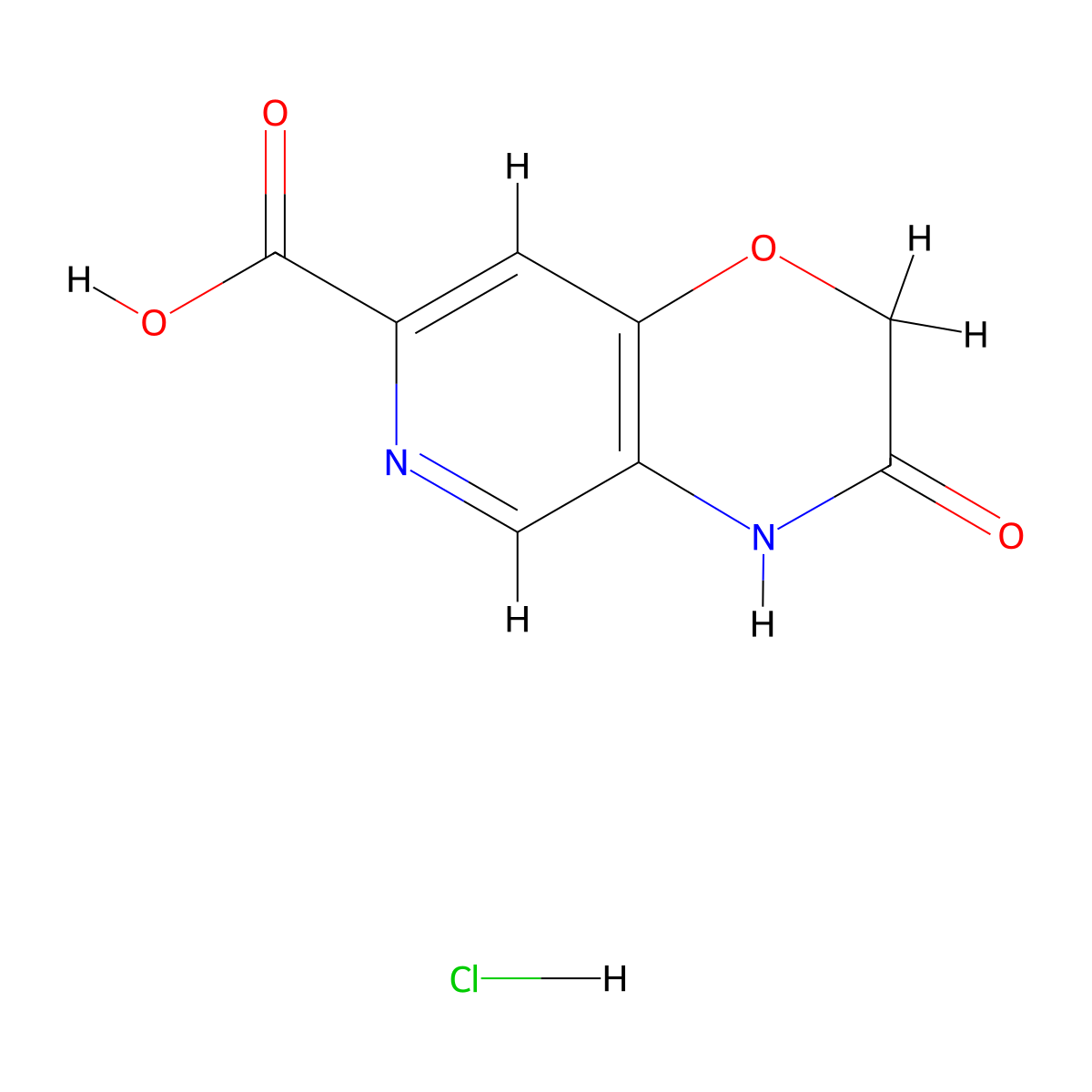 3-oxo-2H,3H,4H-pyrido[4,3-b][1,4]oxazine-7-carboxylicacidhydrochloride molecular structure, CAS 2648947-26-4