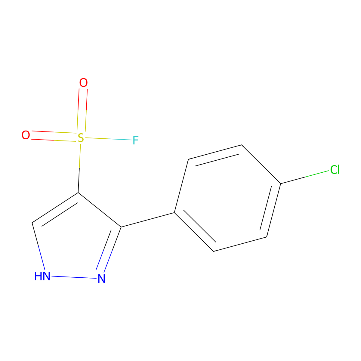 3-(4-chlorophenyl)-1H-pyrazole-4-sulfonyl fluoride molecular structure, CAS 2648947-27-5
