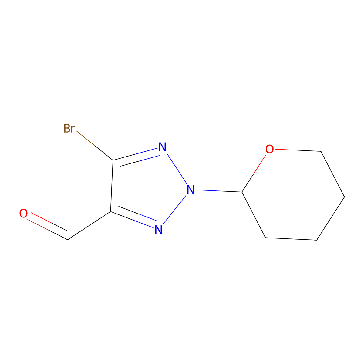 5-bromo-2-(oxan-2-yl)-2H-1,2,3-triazole-4-carbaldehyde molecular structure, CAS 2648947-38-8