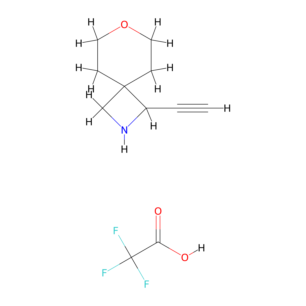 1-Ethynyl-7-oxa-2-azaspiro[3.5]nonane,trifluoroaceticacid molecular structure, CAS 2648947-42-4
