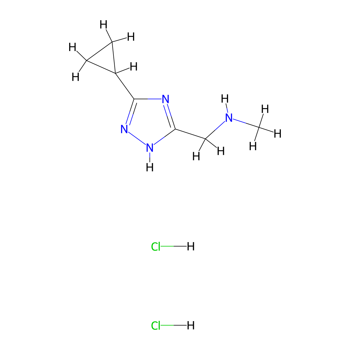 [(3-cyclopropyl-1H-1,2,4-triazol-5-yl)methyl](methyl)aminedihydrochloride molecular structure, CAS 2648947-50-4