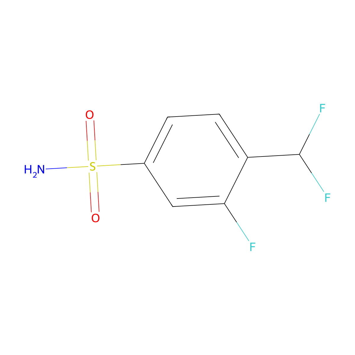 4-(Difluoromethyl)-3-fluorobenzene-1-sulfonamide molecular structure, CAS 2648947-66-2