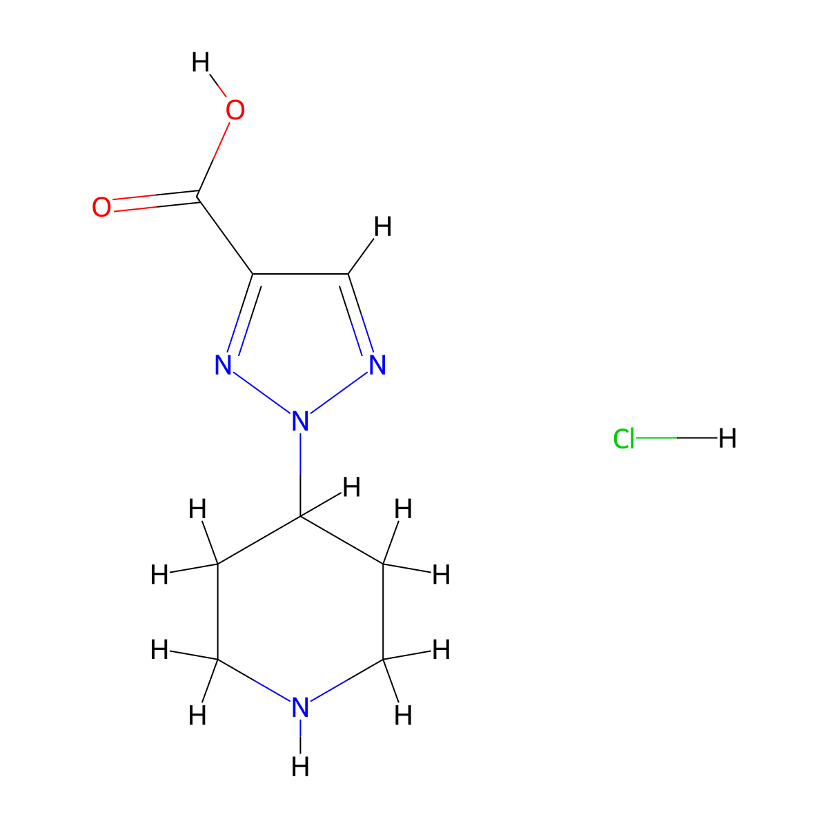 2-(piperidin-4-yl)-2H-1,2,3-triazole-4-carboxylicacidhydrochloride molecular structure, CAS 2648947-69-5