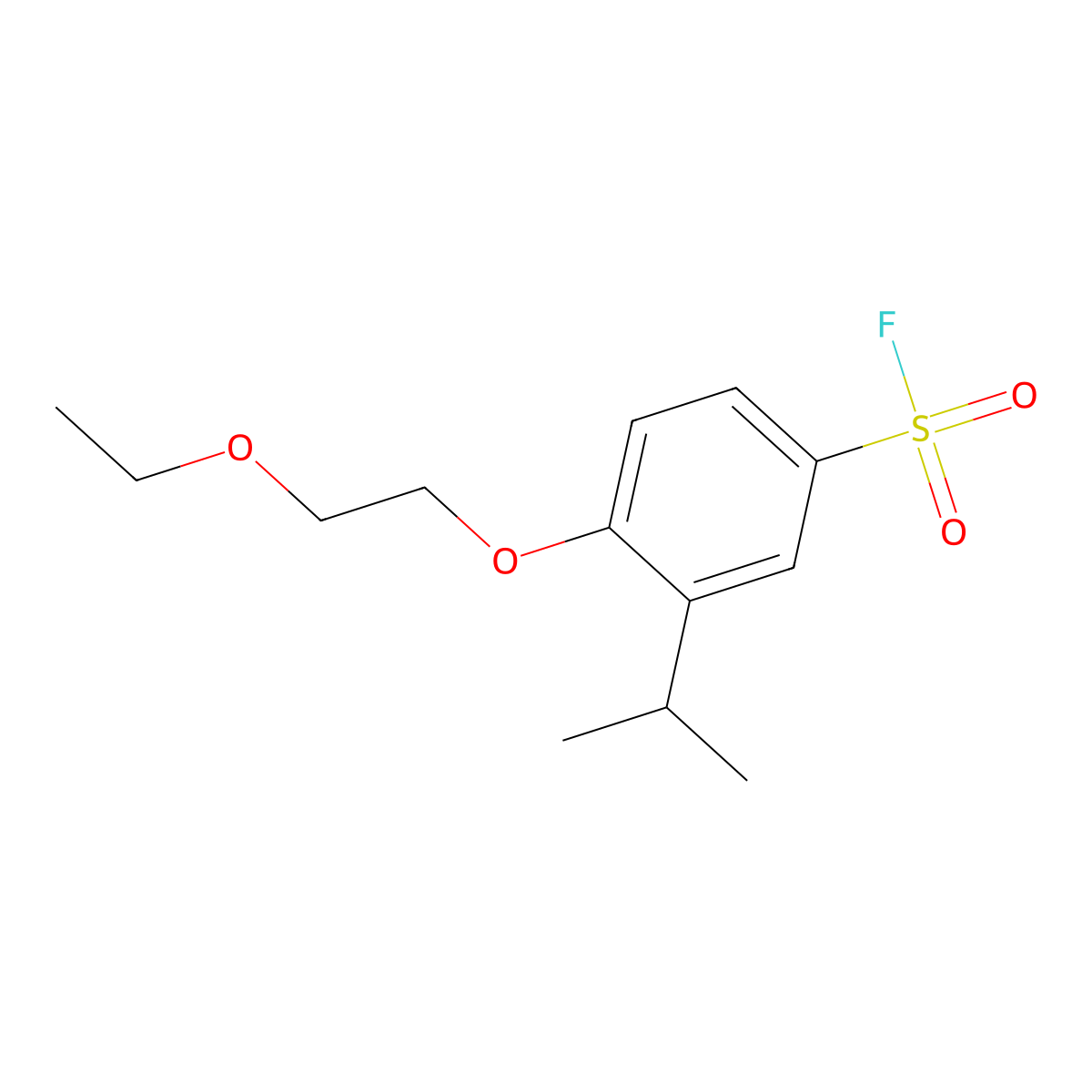4-(2-Ethoxyethoxy)-3-(propan-2-yl)benzene-1-sulfonyl fluoride molecular structure, CAS 2648947-74-2