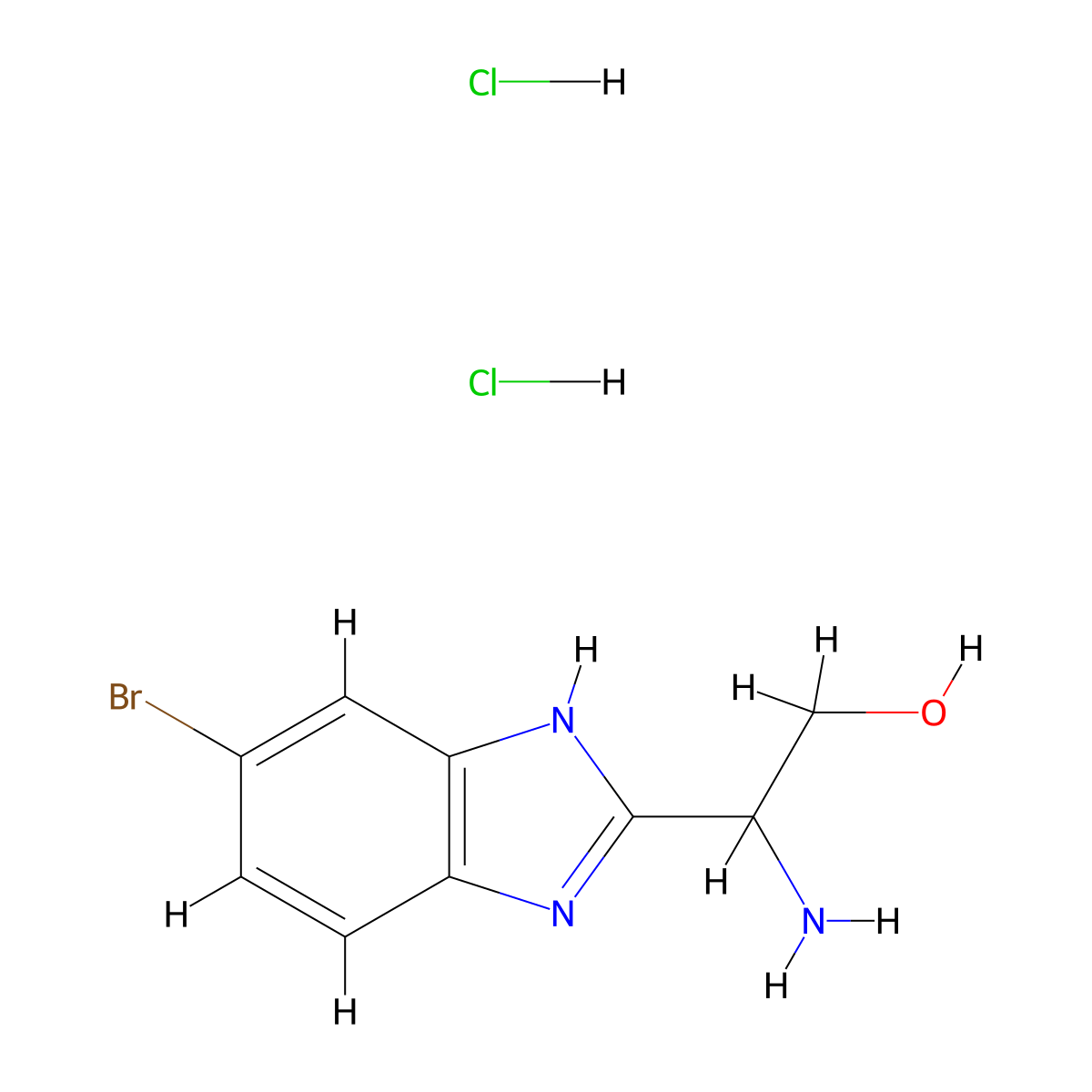 2-amino-2-(6-bromo-1H-1,3-benzodiazol-2-yl)ethan-1-oldihydrochloride molecular structure, CAS 2648947-88-8