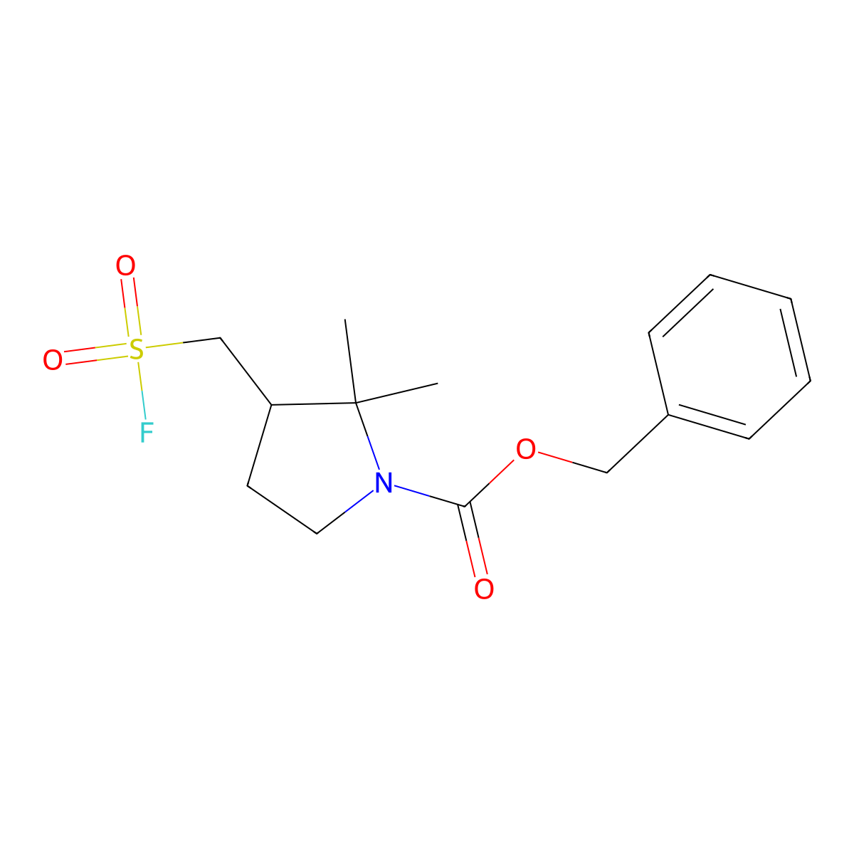 Benzyl 3-[(fluorosulfonyl)methyl]-2,2-dimethylpyrrolidine-1-carboxylate molecular structure, CAS 2648947-94-6