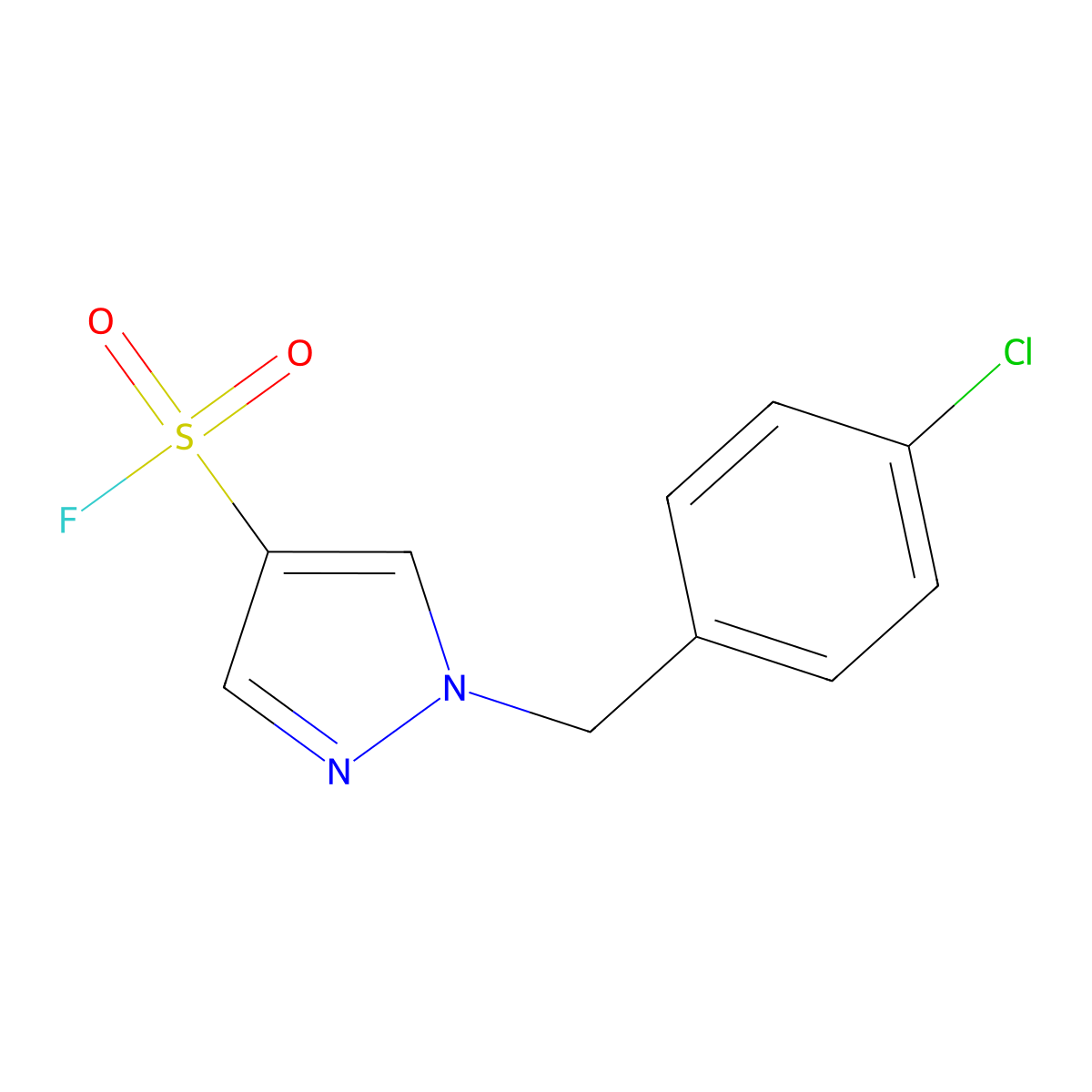 1-[(4-chlorophenyl)methyl]-1H-pyrazole-4-sulfonyl fluoride molecular structure, CAS 2648947-96-8