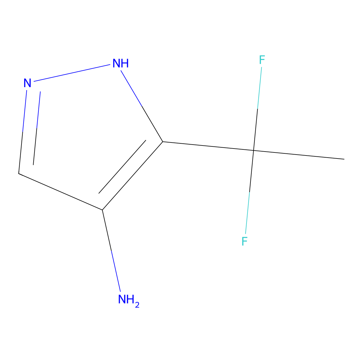 5-(1,1-difluoroethyl)-1H-pyrazol-4-amine molecular structure, CAS 2648948-11-0