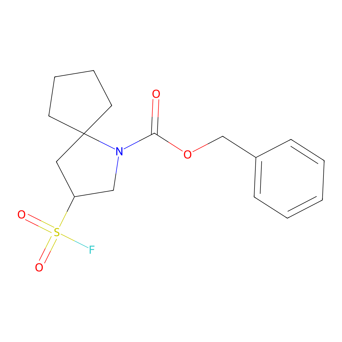 Benzyl 3-(fluorosulfonyl)-1-azaspiro[4.4]nonane-1-carboxylate molecular structure, CAS 2648948-13-2