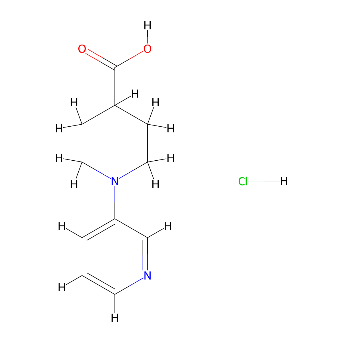 1-(Pyridin-3-yl)piperidine-4-carboxylic acid hydrochloride molecular structure, CAS 2648948-15-4