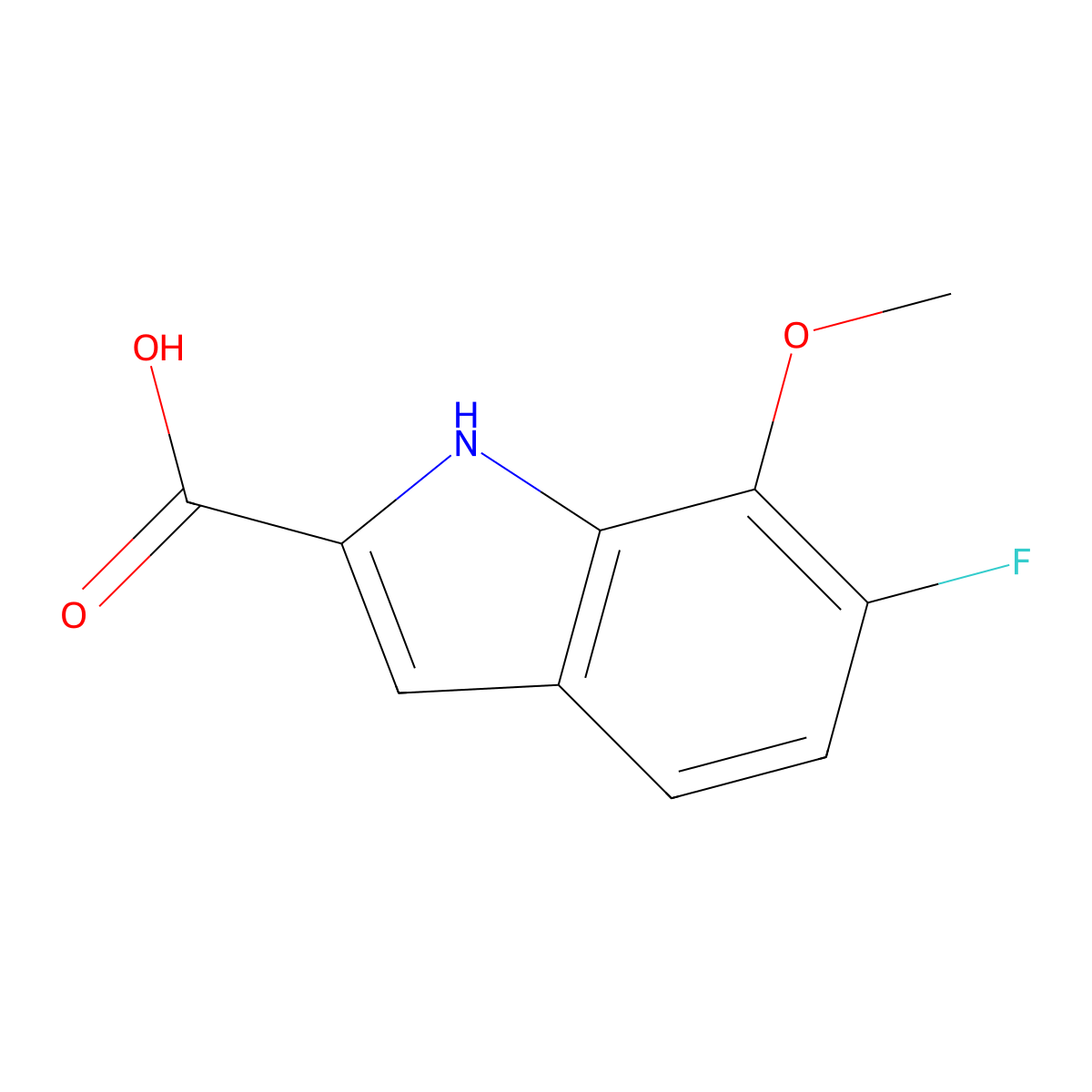 6-fluoro-7-methoxy-1H-indole-2-carboxylic acid molecular structure, CAS 2648948-29-0