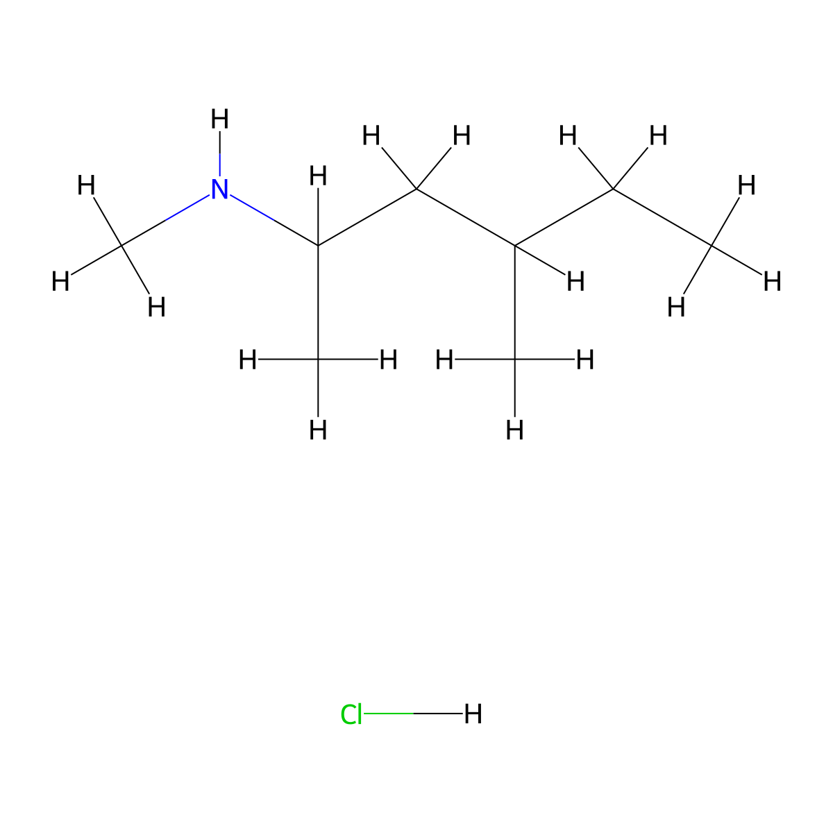 Methyl(4-methylhexan-2-yl)amine hydrochloride molecular structure, CAS 2648948-36-9
