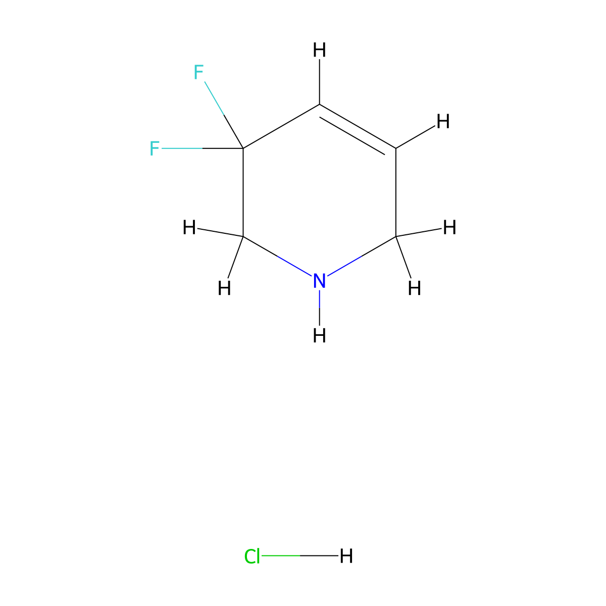 3,3-Difluoro-1,2,3,6-tetrahydropyridine hydrochloride molecular structure, CAS 2648948-48-3