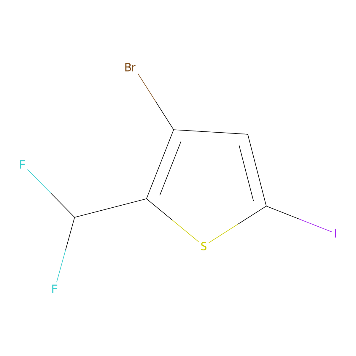 3-Bromo-2-(difluoromethyl)-5-iodothiophene molecular structure, CAS 2648948-50-7