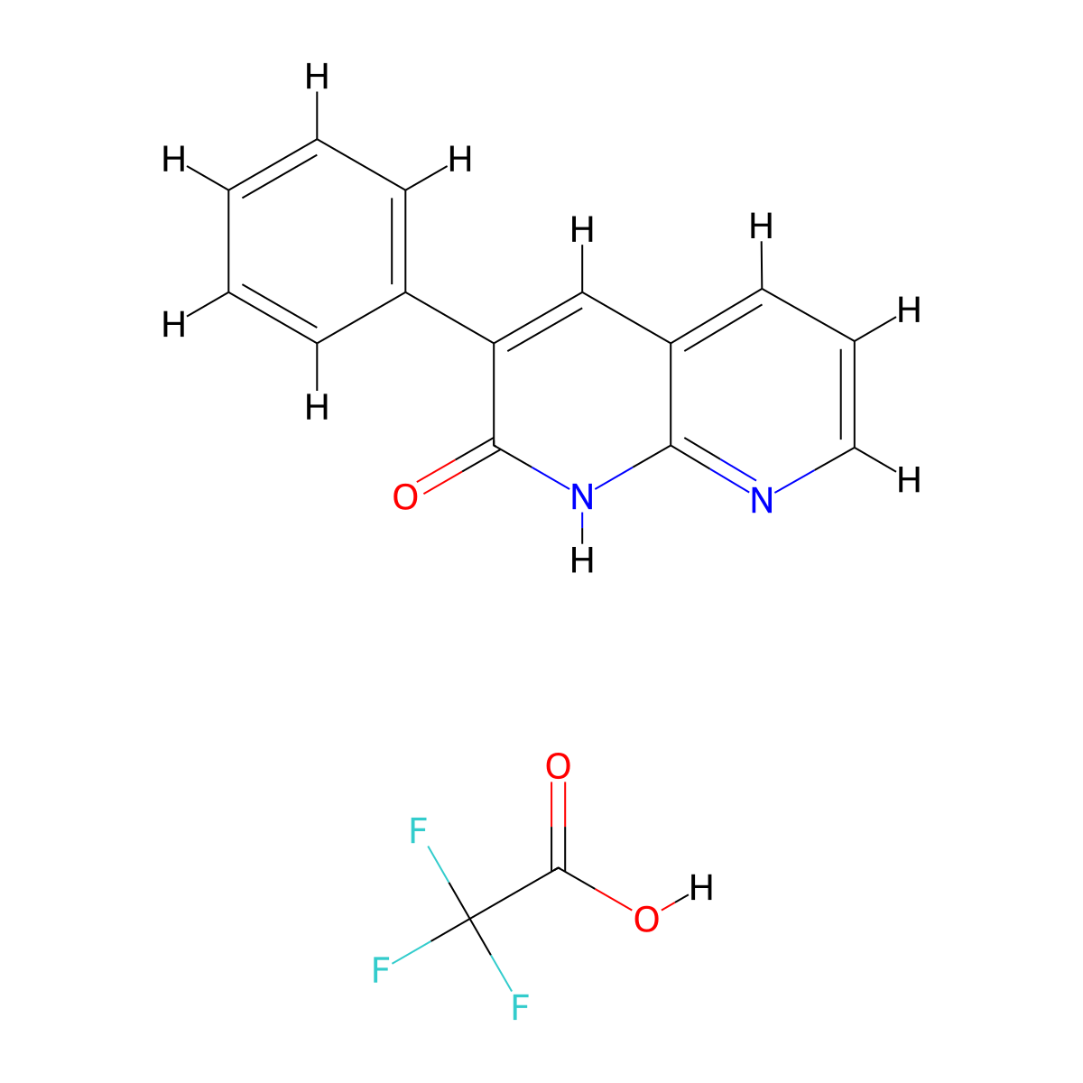 3-Phenyl-1,2-dihydro-1,8-naphthyridin-2-one,trifluoroaceticacid molecular structure, CAS 2648948-58-5