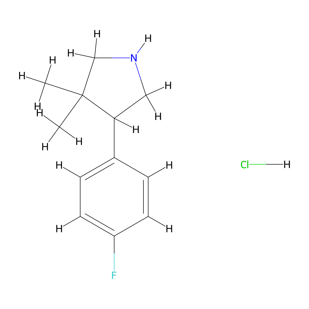 4-(4-Fluorophenyl)-3,3-dimethylpyrrolidine hydrochloride molecular structure, CAS 2648948-64-3