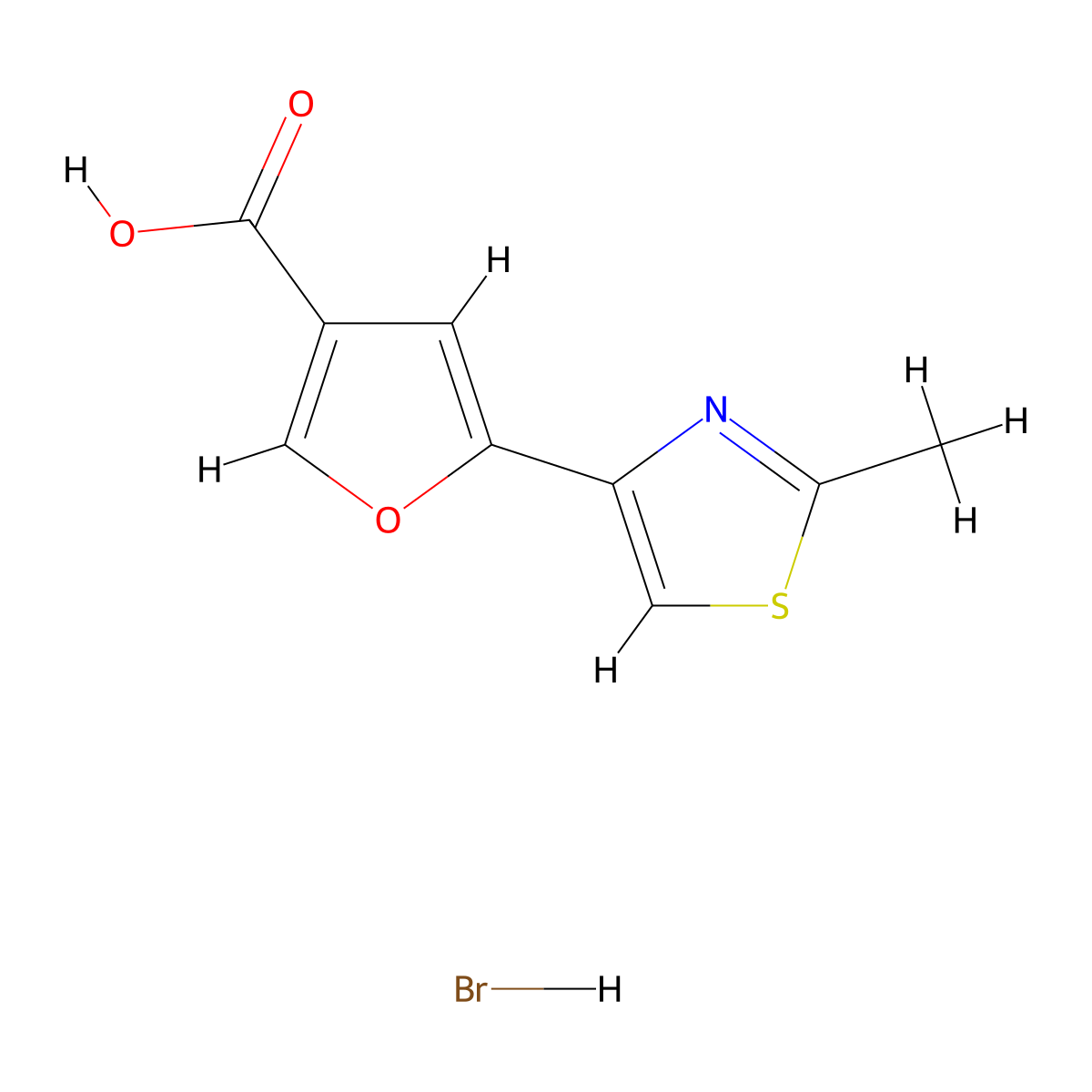 5-(2-Methyl-1,3-thiazol-4-yl)furan-3-carboxylicacidhydrobromide molecular structure, CAS 2648948-68-7