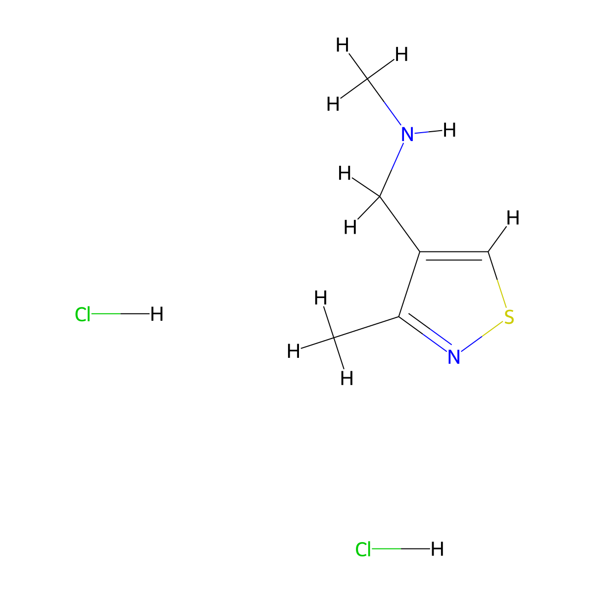 Methyl[(3-methyl-1,2-thiazol-4-yl)methyl]amine dihydrochloride molecular structure, CAS 2648948-74-5