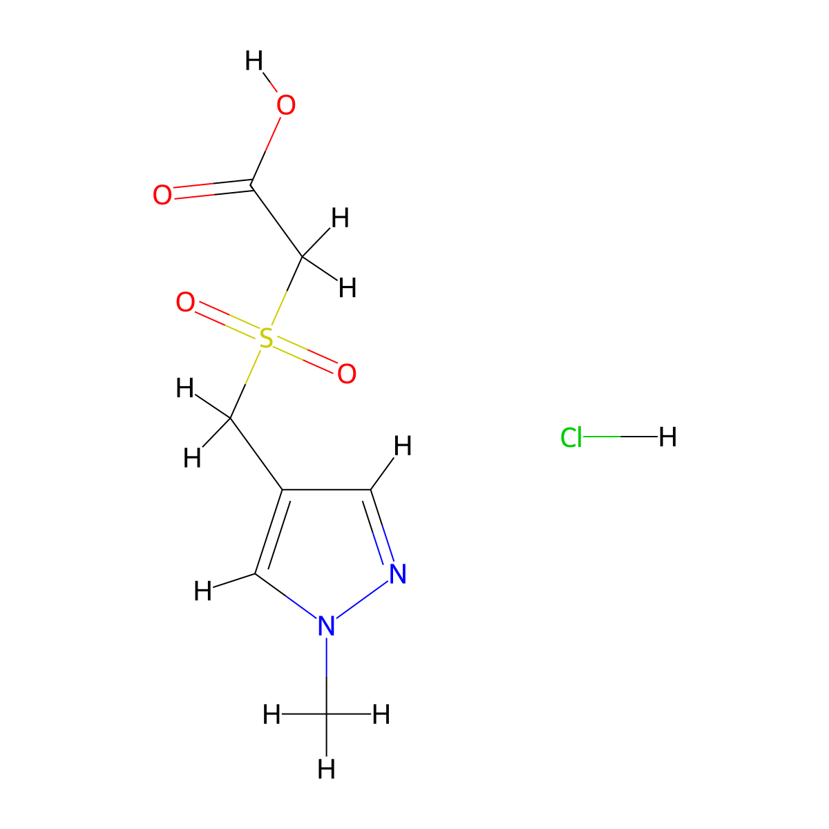 2-[(1-methyl-1H-pyrazol-4-yl)methanesulfonyl]aceticacidhydrochloride molecular structure, CAS 2648948-84-7
