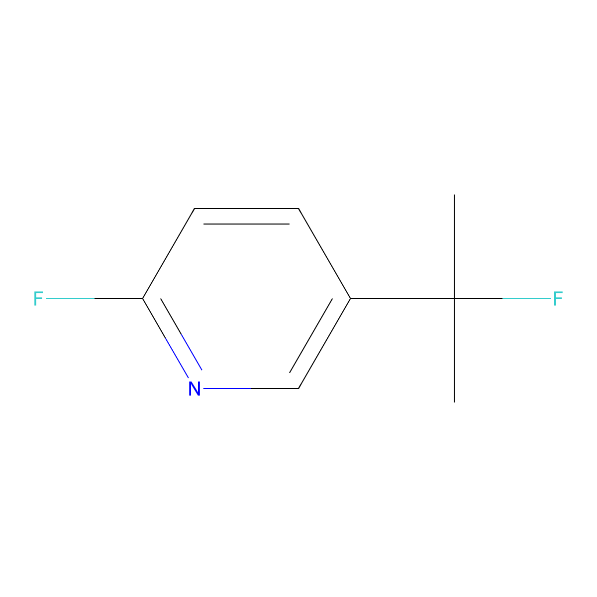 2-Fluoro-5-(2-fluoropropan-2-yl)pyridine molecular structure, CAS 2648948-88-1