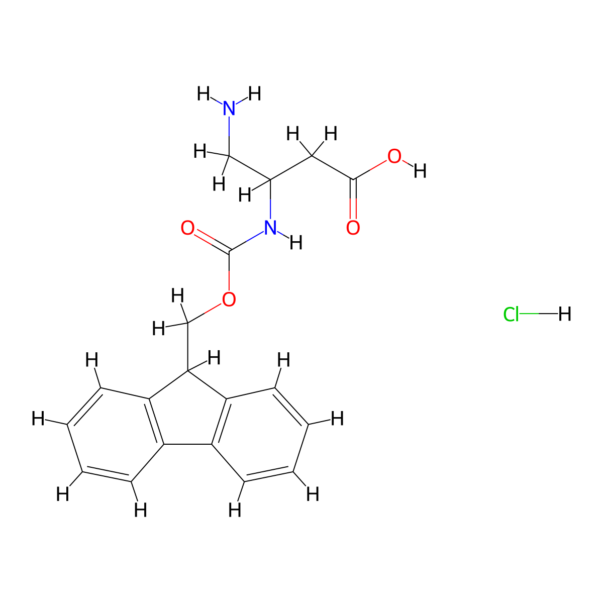 4-amino-3-({[(9H-fluoren-9-yl)methoxy]carbonyl}amino)butanoicacidhydrochloride molecular structure, CAS 2648949-02-2