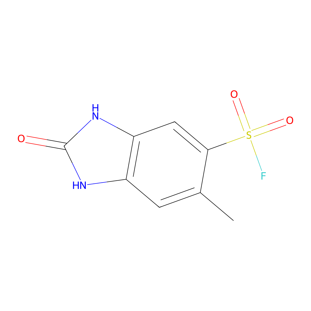 6-methyl-2-oxo-2,3-dihydro-1H-1,3-benzodiazole-5-sulfonyl fluoride molecular structure, CAS 2648949-16-8