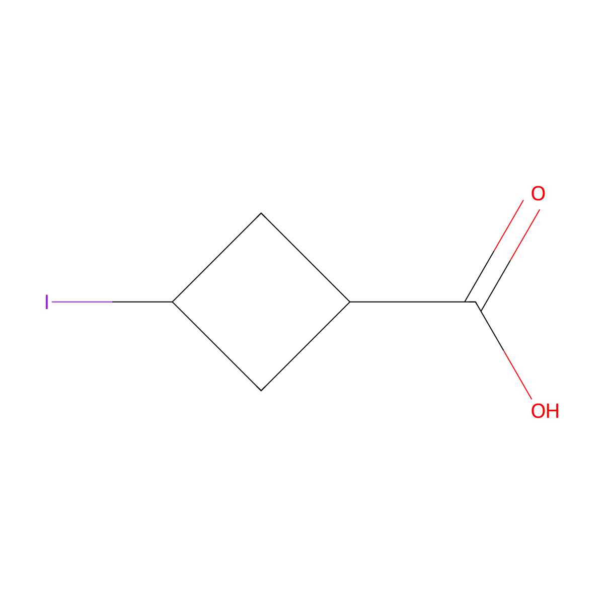 3-iodocyclobutane-1-carboxylic acid, Mixture of diastereomers molecular structure, CAS 2648949-20-4