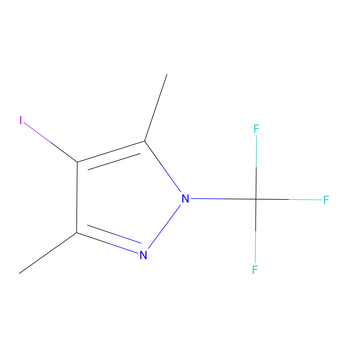 4-iodo-3,5-dimethyl-1-(trifluoromethyl)-1H-pyrazole molecular structure, CAS 2648955-90-0