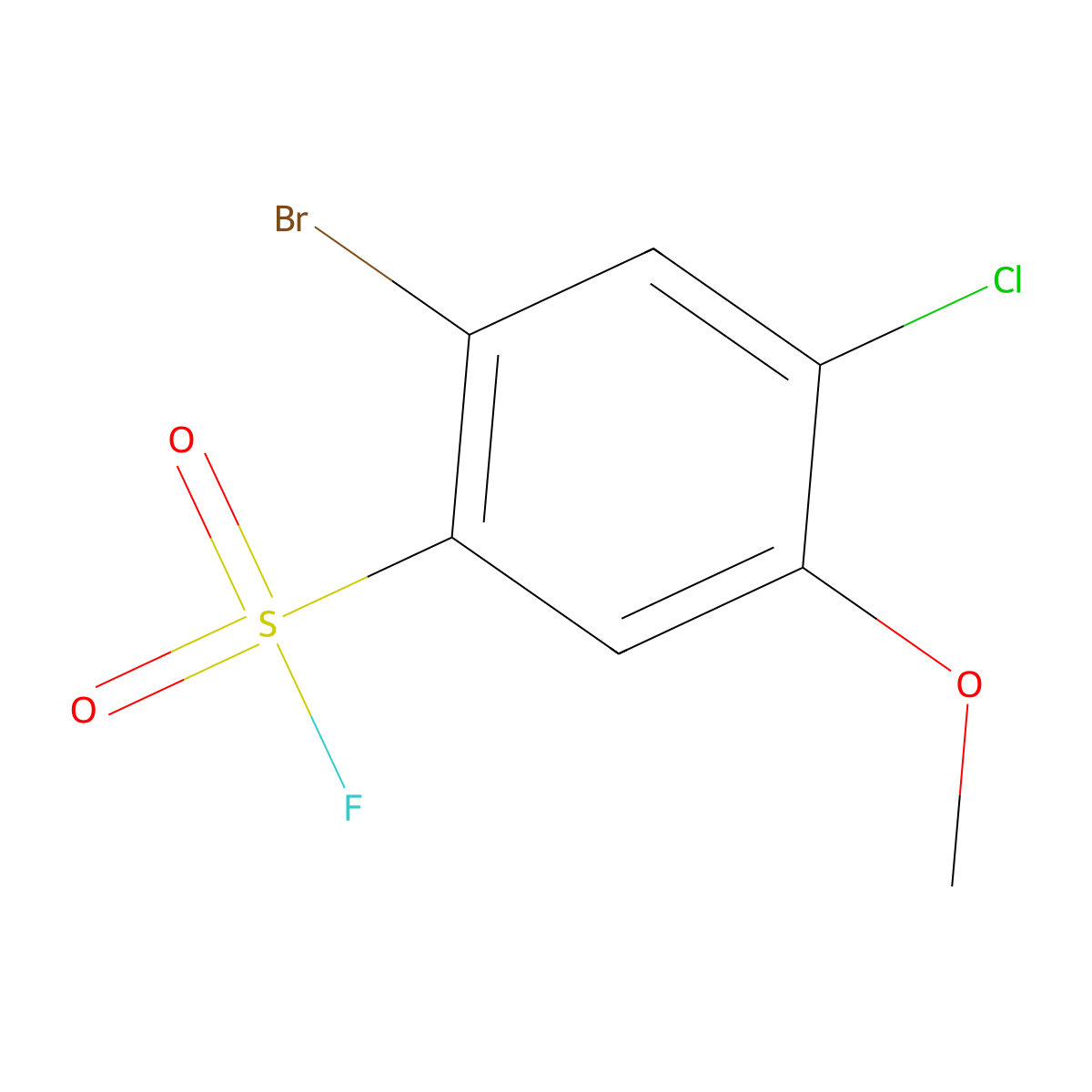 2-Bromo-4-chloro-5-methoxybenzene-1-sulfonyl fluoride molecular structure, CAS 2648956-09-4