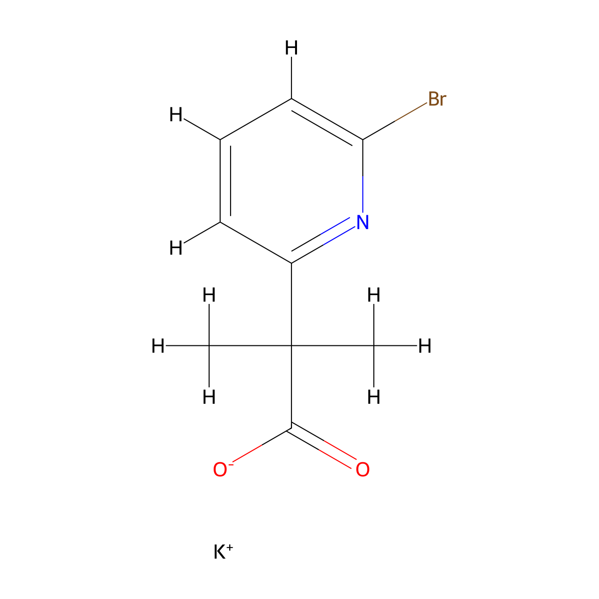 Potassium 2-(6-bromopyridin-2-yl)-2-methylpropanoate molecular structure, CAS 2648956-15-2