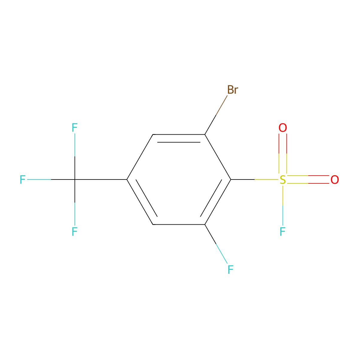 2-Bromo-6-fluoro-4-(trifluoromethyl)benzene-1-sulfonyl fluoride molecular structure, CAS 2648956-40-3