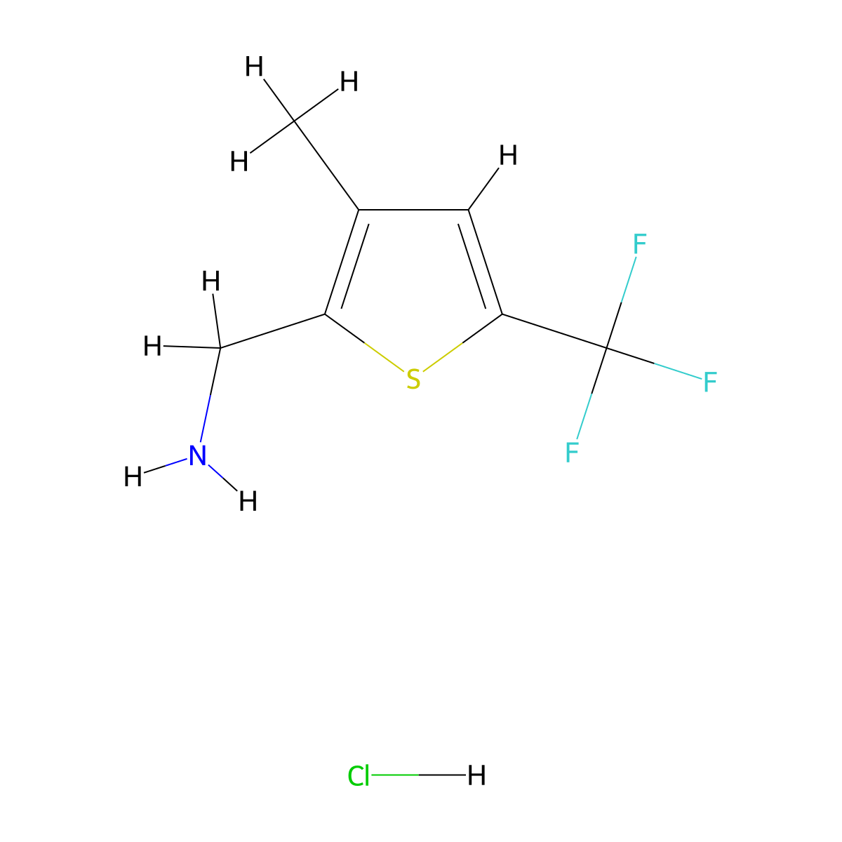 1-[3-Methyl-5-(trifluoromethyl)thiophen-2-yl]methanamine hydrochloride molecular structure, CAS 2648956-41-4