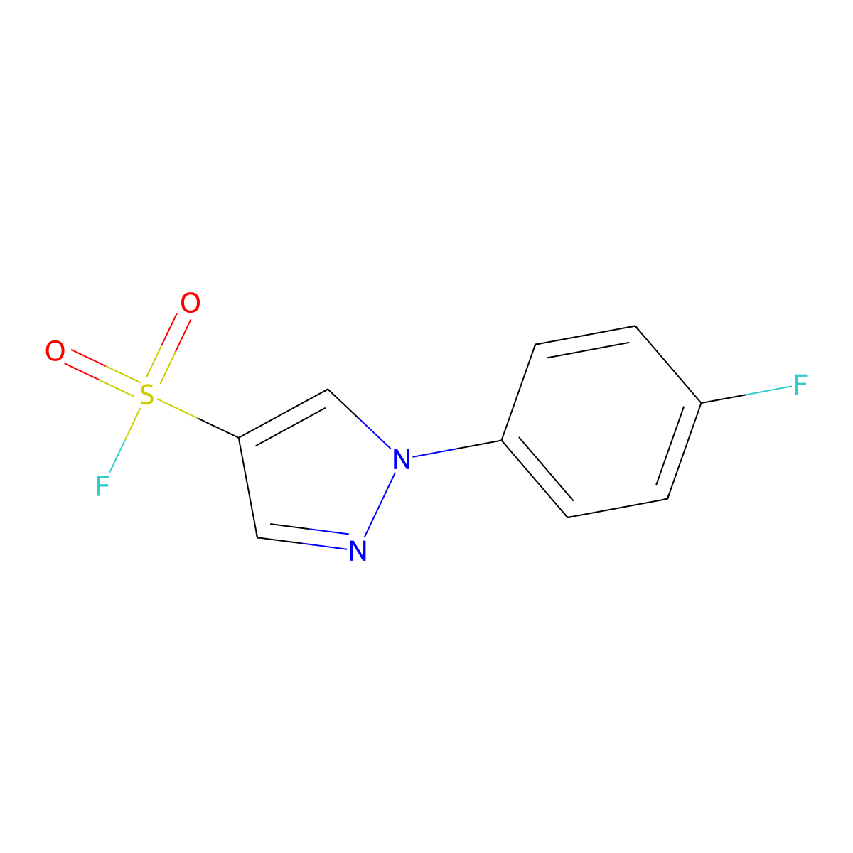 1-(4-fluorophenyl)-1H-pyrazole-4-sulfonyl fluoride molecular structure, CAS 2648956-42-5