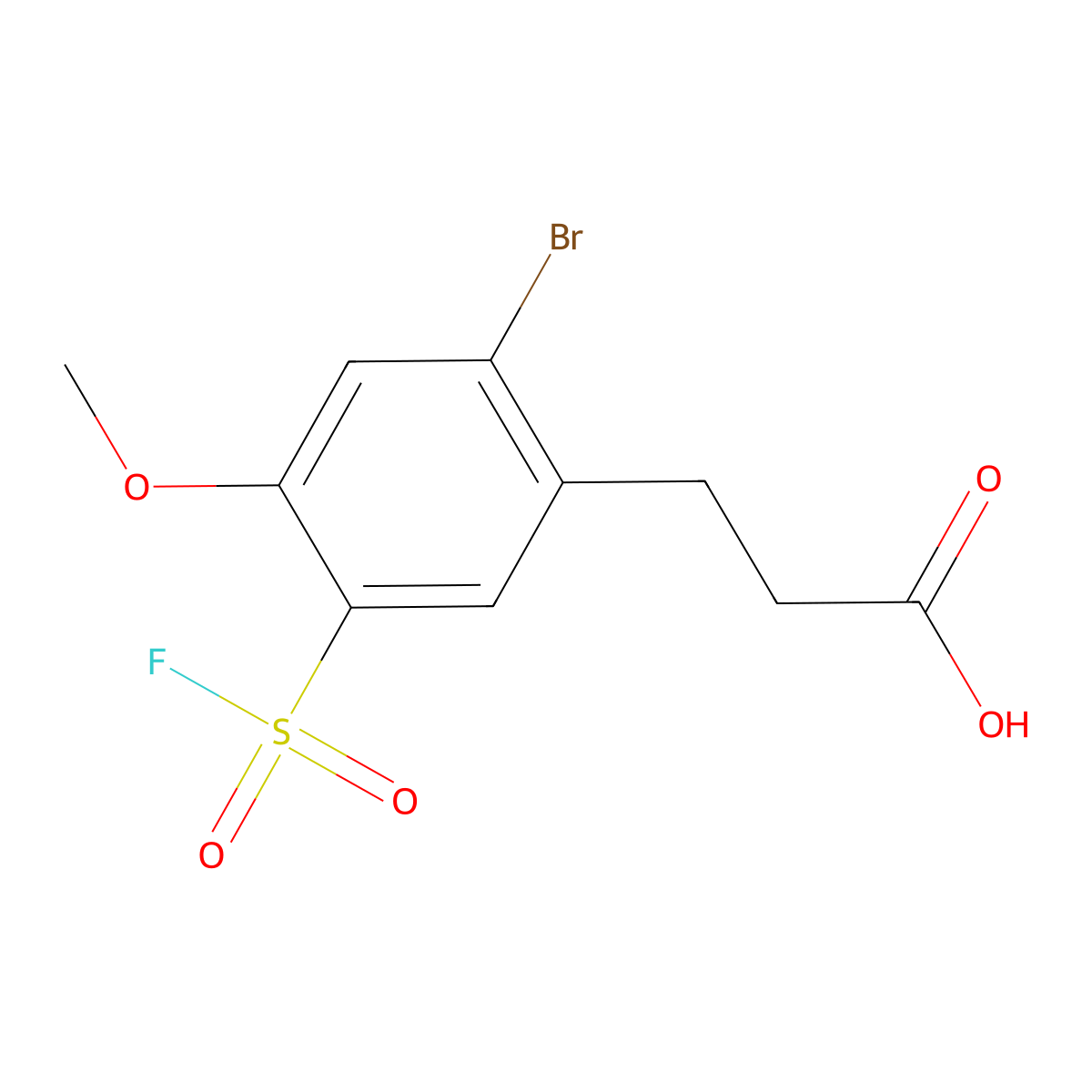 3-[2-Bromo-5-(fluorosulfonyl)-4-methoxyphenyl]propanoic acid molecular structure, CAS 2648956-47-0