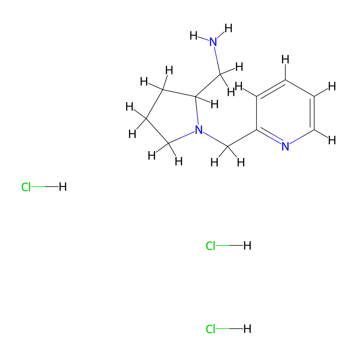 1-{1-[(Pyridin-2-yl)methyl]pyrrolidin-2-yl}methanamine trihydrochloride molecular structure, CAS 2648956-48-1
