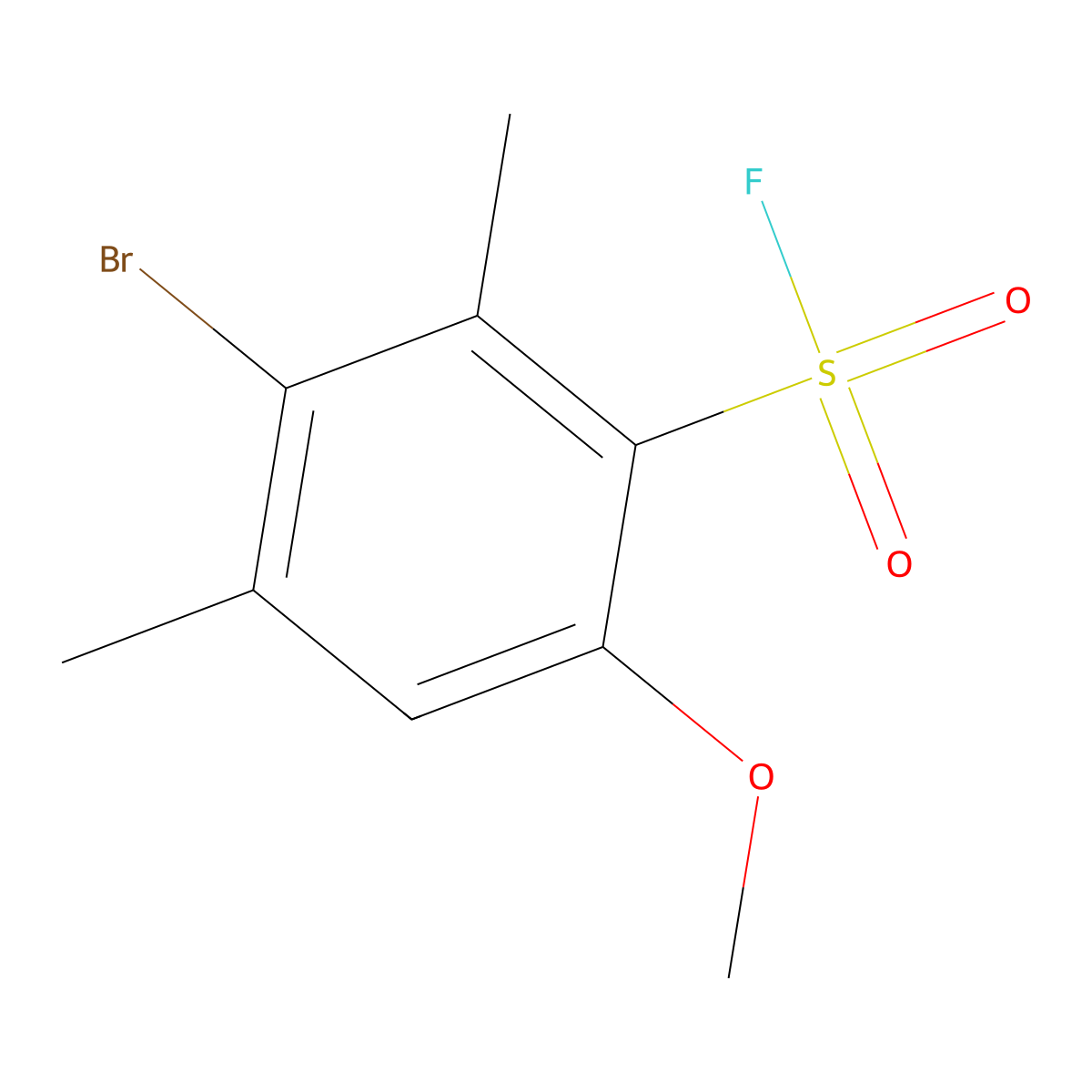 3-Bromo-6-methoxy-2,4-dimethylbenzene-1-sulfonyl fluoride molecular structure, CAS 2648956-49-2