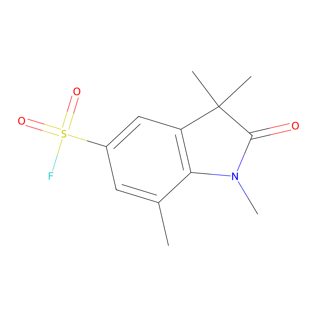 1,3,3,7-tetramethyl-2-oxo-2,3-dihydro-1H-indole-5-sulfonyl fluoride molecular structure, CAS 2648956-55-0