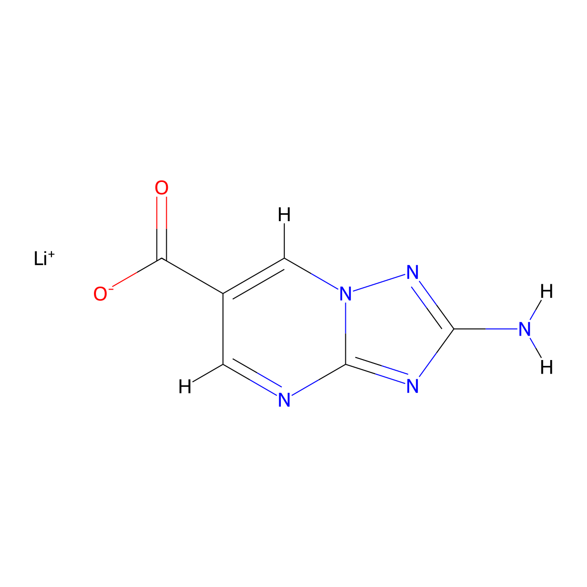 Lithium(1+) 2-amino-[1,2,4]triazolo[1,5-a]pyrimidine-6-carboxylate molecular structure, CAS 2648956-56-1