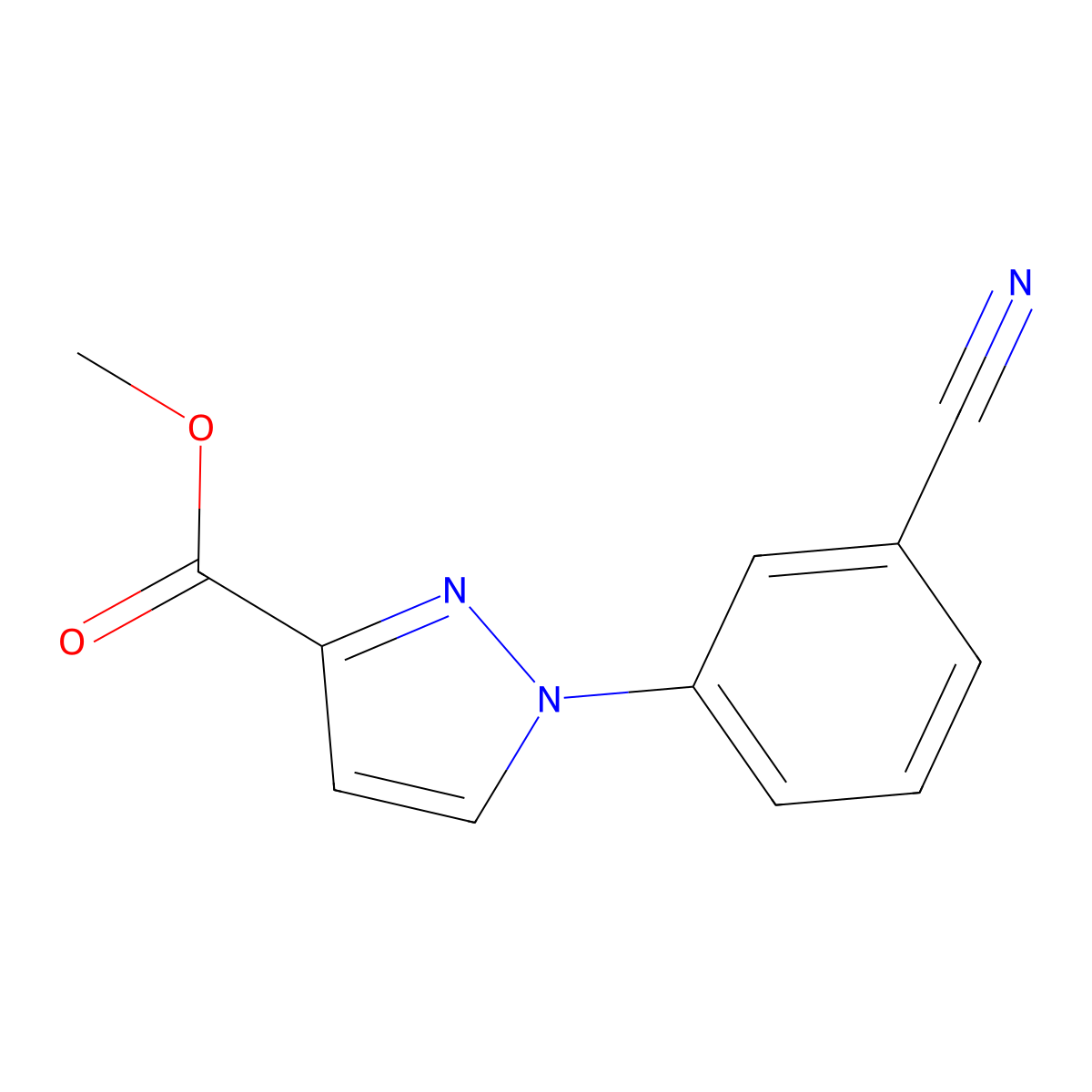 methyl 1-(3-cyanophenyl)-1H-pyrazole-3-carboxylate molecular structure, CAS 2648956-58-3