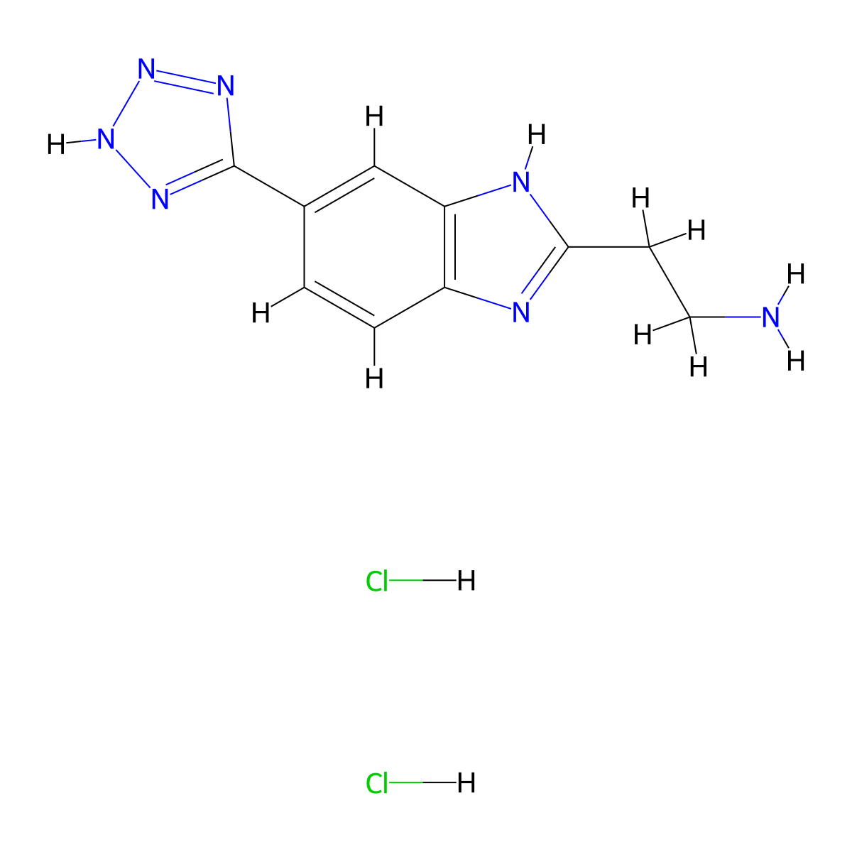 2-(6-(2H-1,2,3,4-tetrazol-5-yl)-1H-1,3-benzodiazol-2-yl)ethan-1-amine dihydrochloride molecular structure, CAS 2648956-63-0